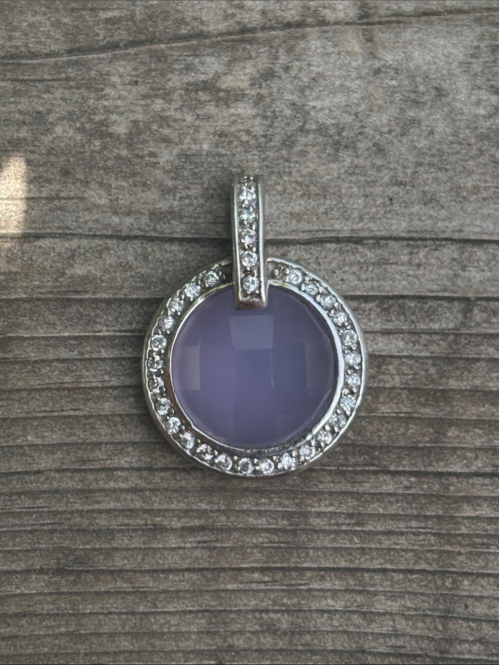Lavender Circle Pendant with Crystal Halo